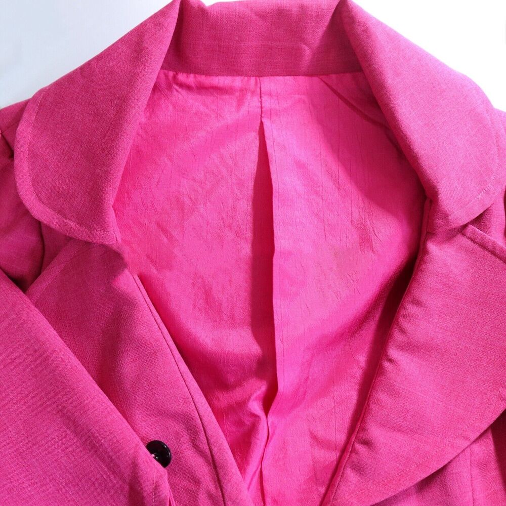 Vintage 90s Tailored 3/4 Sleeve Jacket Crop Blazer Pockets Pink - Picture 8 of 8